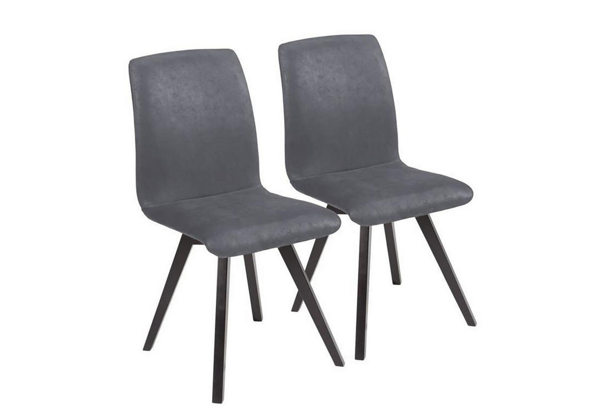POLSTERSTUHL (2er-Set) Delphine Massivholz 48 x 56 x 92 Schwarz/Grau - Anthrazit/Schwarz, Holz (56/92/48cm) - 58aufmkessel