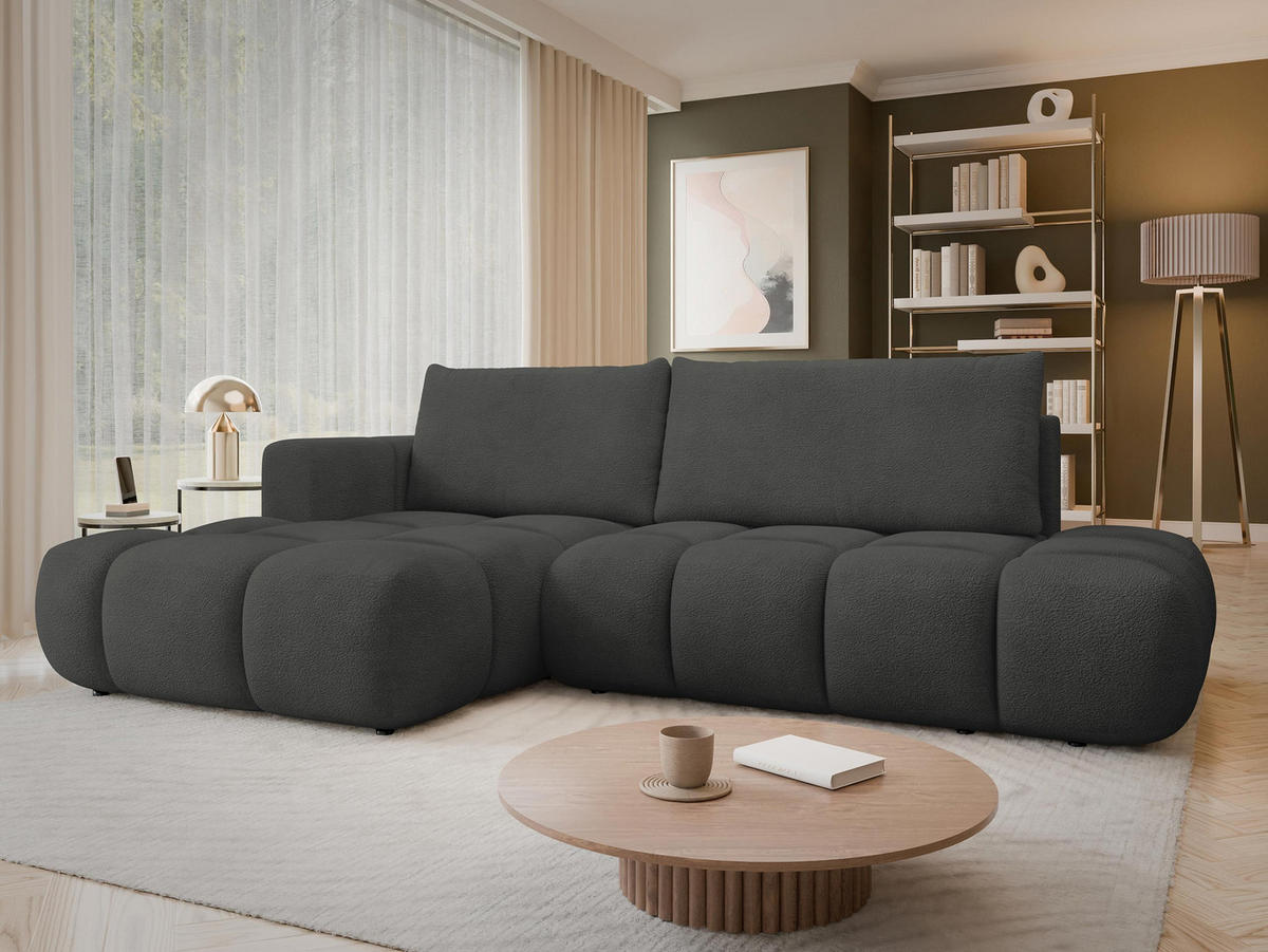 ECKSOFA Soffi, Seite: Links - Anthrazit/Schwarz, Holz/Kunststoff (283/166cm) - MIRJAN24