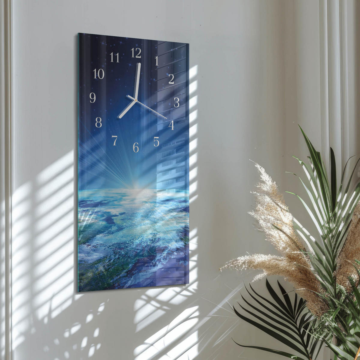 WANDUHR 30x60 cm - Gras - Blau, Glas (30/60/0.4cm) - TULUP