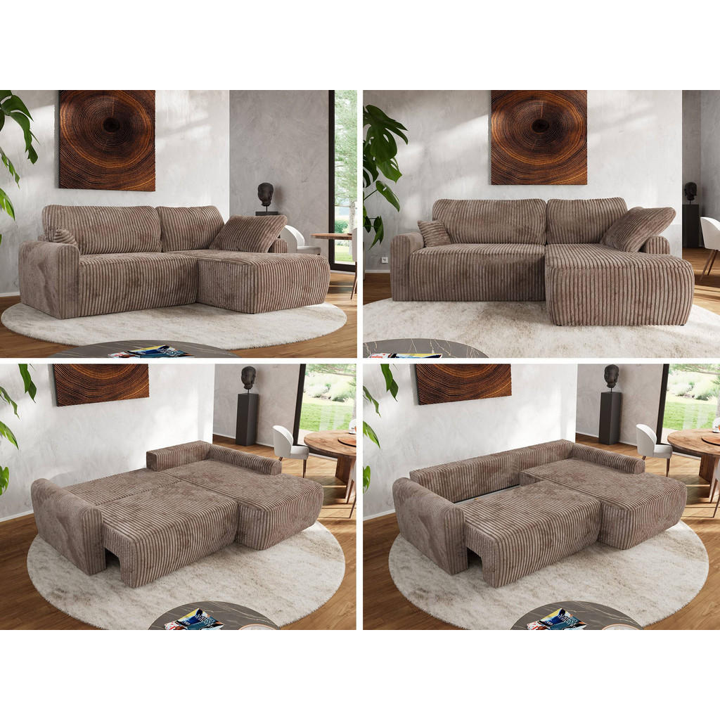 Thumbnail - MKS Eckschlafsofa, Braun, Textil, 4-Sitzer, L-Form,L-Form, 273x187 cm, Oeko-Tex®, Wohnzimmer, Sofas & Couches, Wohnlands...