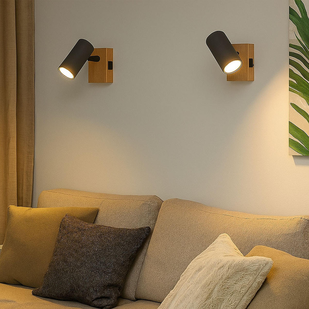 WANDLEUCHTE Metall Holzoptik Grau beweglicher Spot - Grau, Metall (7/10/12cm) - Globo Lighting