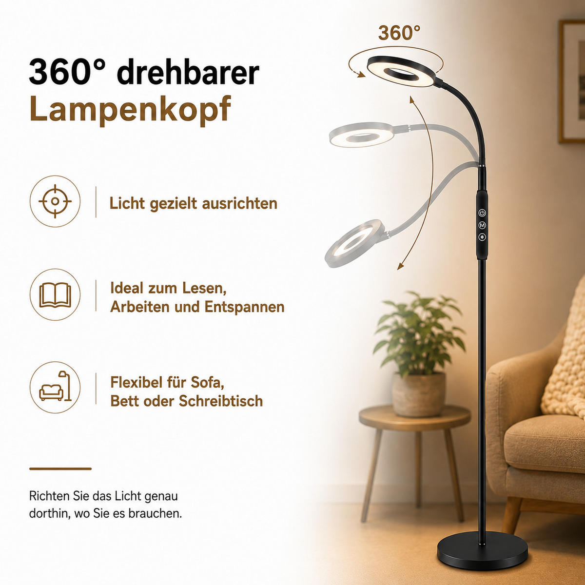 STEHLEUCHTE LED FL1061 - Brombeere, Metall (36.3/27.4/8.4cm) - LOVHAUS