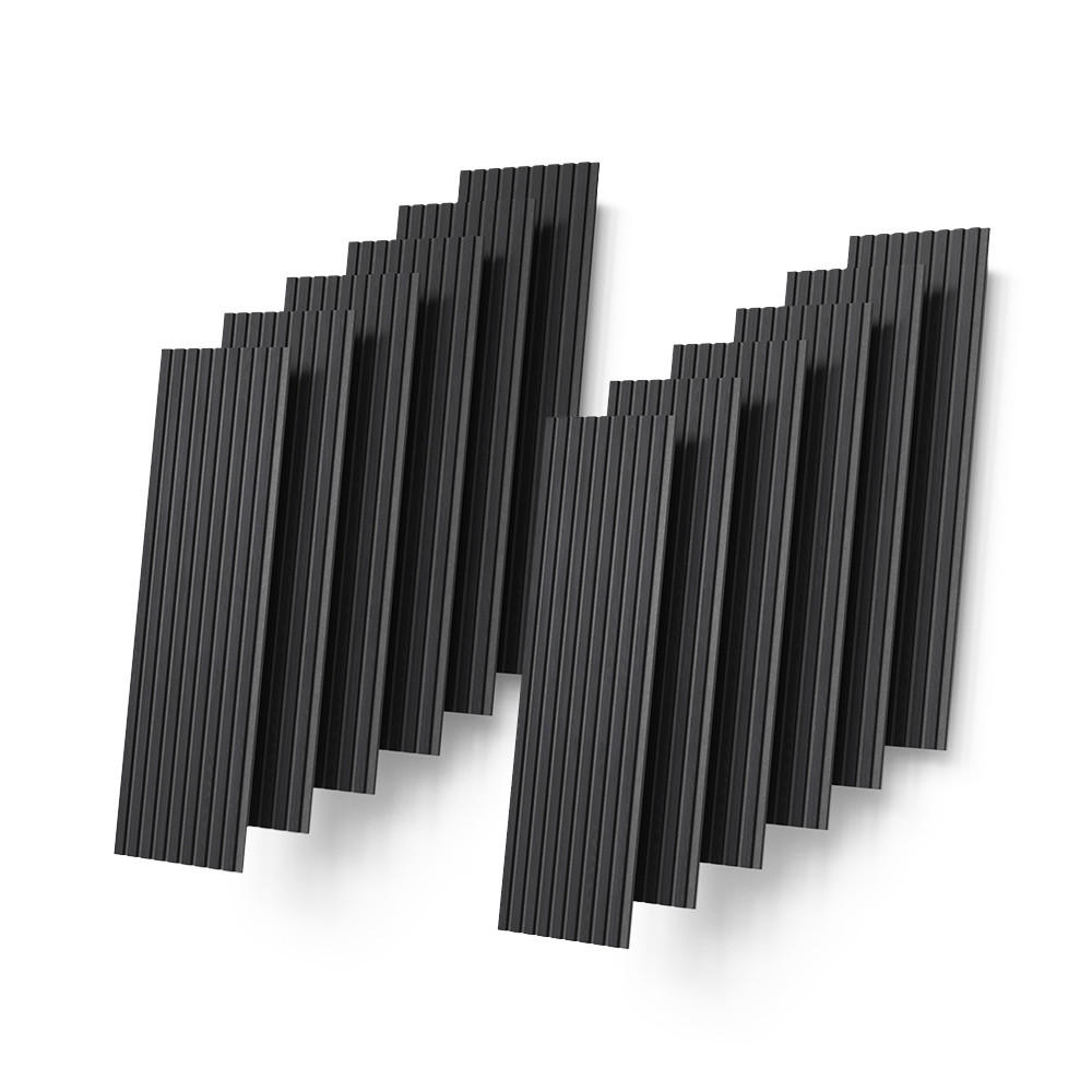 WANDPANEELE Grivola Schwarz 12 Stück - Schwarz, Holzwerkstoff (120/40/1.8cm) - Livinity®