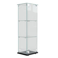 VITRINE, 3 Einlageplatten, einflügelige Glastür mit Schloss, Touch-Spot-Leuchten, Schwarz - Schwarz, Glas (39.8/123.3/35cm) - BRILVERDE