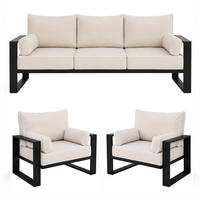 ZAHRADNÍ sada Verdino 3+1+1 s kovovým rámem, béžová - béžová, kov - Beautysofa