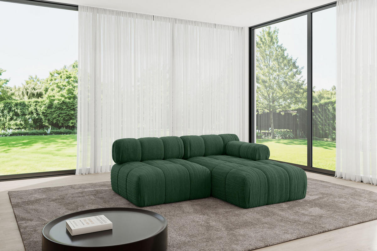 ECKSOFA modulares Sofa Razon-L1 - 190x160x70 cm Grün Cord - Grün, Holzwerkstoff/Textil (190/160cm) - ALTDECOR