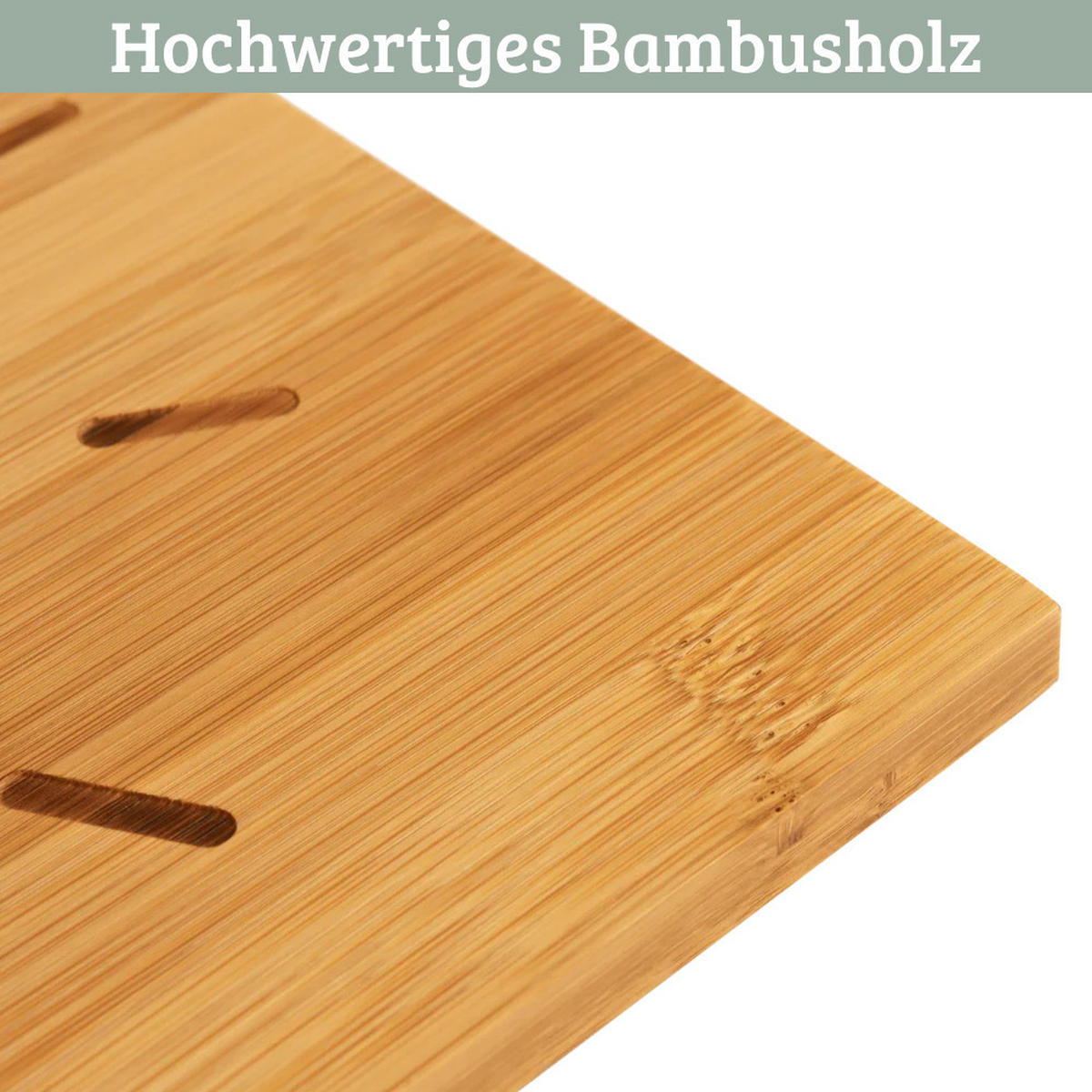 WANDUHR groß Holz BAMBUS 30x30 cm Quadratisch Geräuschlos - Braun, Holz (30/30/2cm) - DELUKE