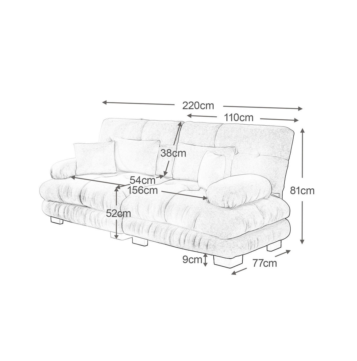 SOFA aus Chenille 220x77x81 cm in Grün mit modularem Design - Grün, Textil (77/81/220cm) - Modfu