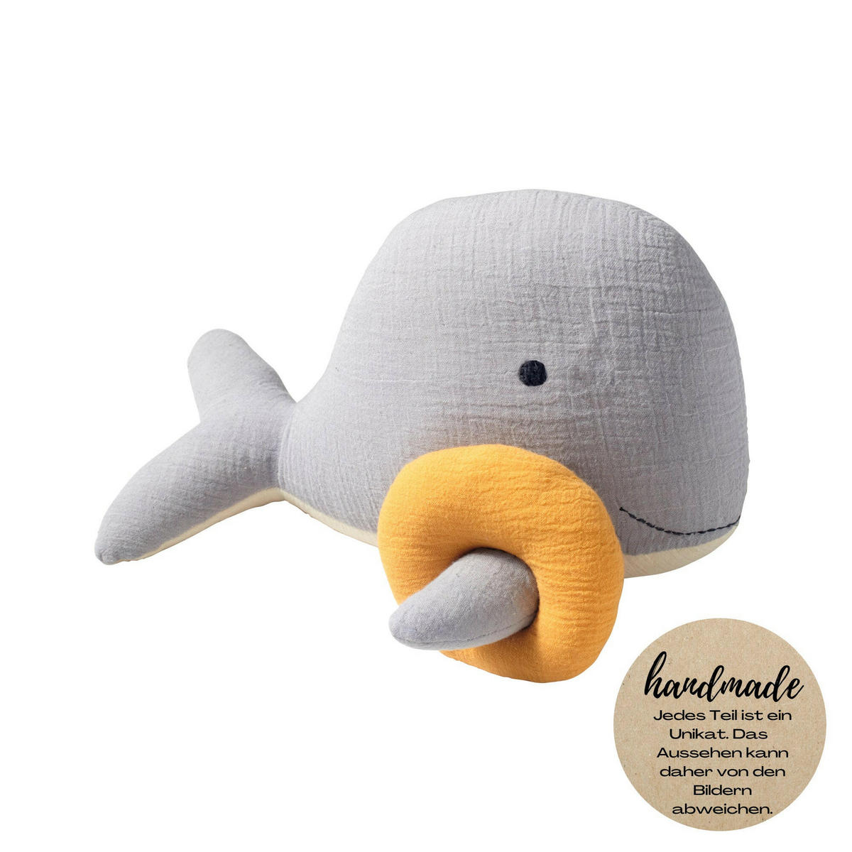 KUSCHELTIER Musselin Wal Bobby - Grau, Textil (33/33cm) - nordic coast company