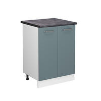KÜCHENUNTERSCHRANK R-Line Blau-Grau 60 cm, AP Anthrazit - Blaugrau/Weiß, Holzwerkstoff (60/81.6/60cm) - Vicco