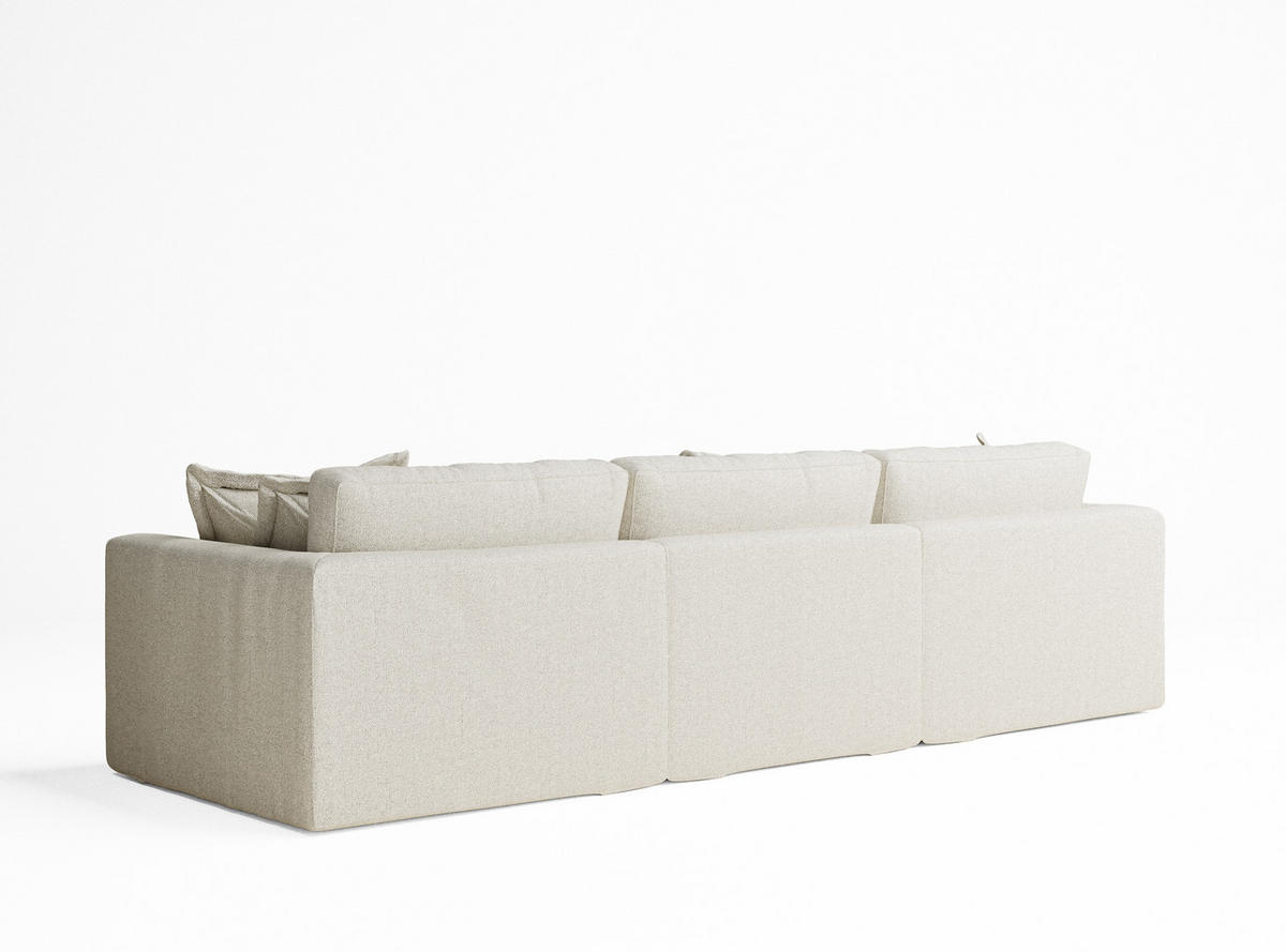6-SITZER SOFA Amalfi Creme Webstoff - Creme/Schwarz, Holz/Holzwerkstoff (338/90/119cm) - Maison de Reve