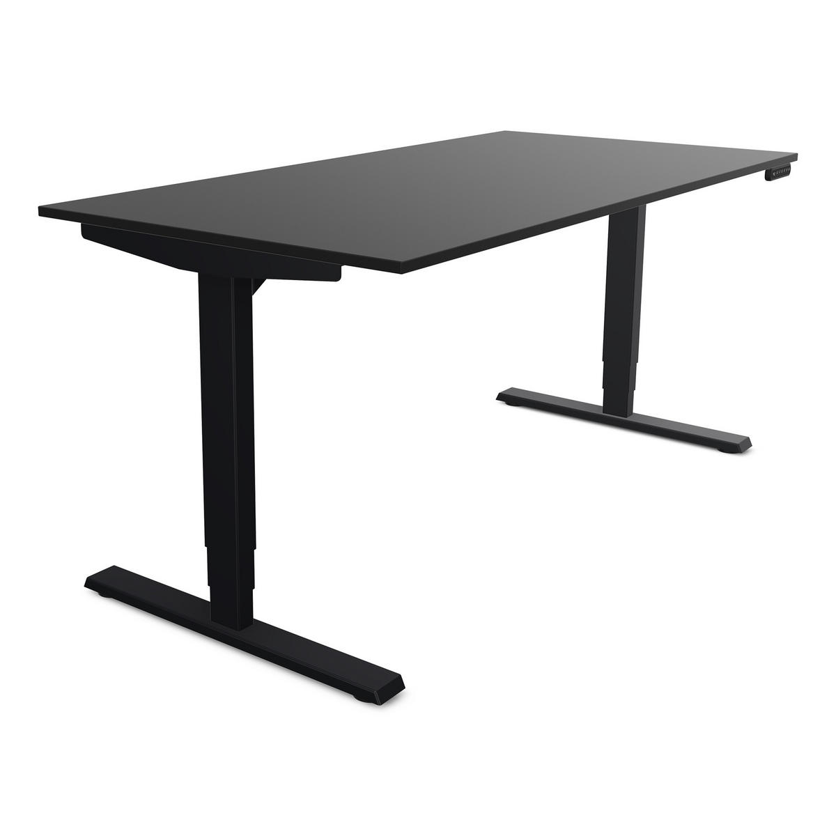 SCHREIBTISCH Elektrisch höhenverstellbarer Schreibtisch Y-Line Schwarz Schwarz 160/70/62-127cm - Schwarz, Holzwerkstoff/Metall (70/160/127cm) - ASSMANN