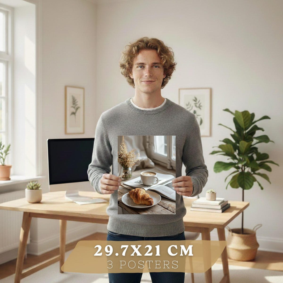 PLAKAT Sada 3 Snídaně A4 Bílý rám - bílá, papír (29.7/1/21cm) - Nacnic