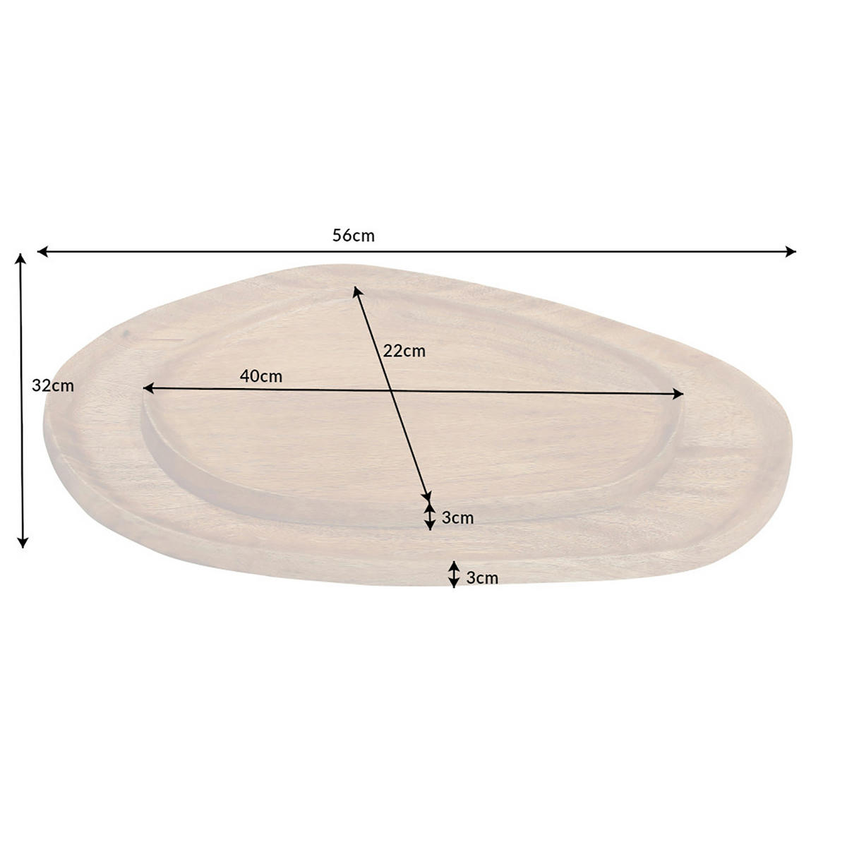 DEKORATION AMAZONAS Mango Natur 56/40 cm 2er Set - Naturfarben, Holz (3cm) - riess-ambiente