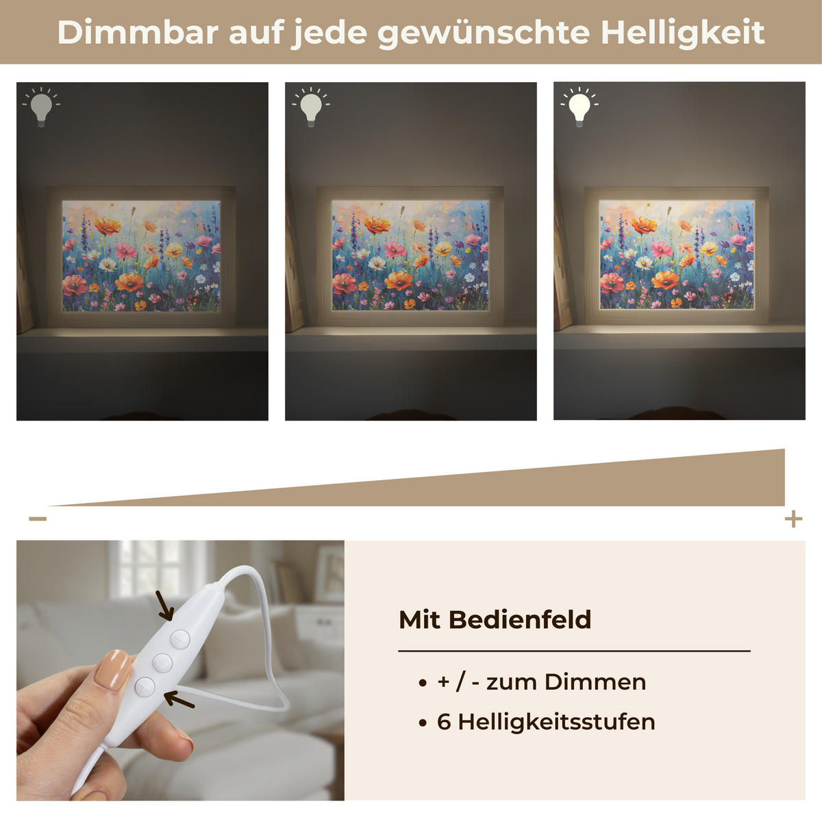 NÁSTĚNNÁ LAMPA Květiny - Příroda - Akvarel - Umění 20x15 cm - různobarevná, kompozitní dřevo (20/15/8cm) - OnlyWow
