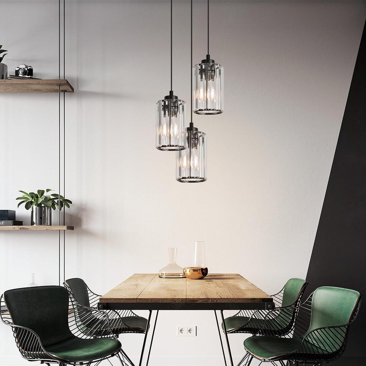 KRONLEUCHTER Flamgard 20.0/10.5/140.0 cm - Schwarz, Metall (140/20/10.5cm) - ZMH