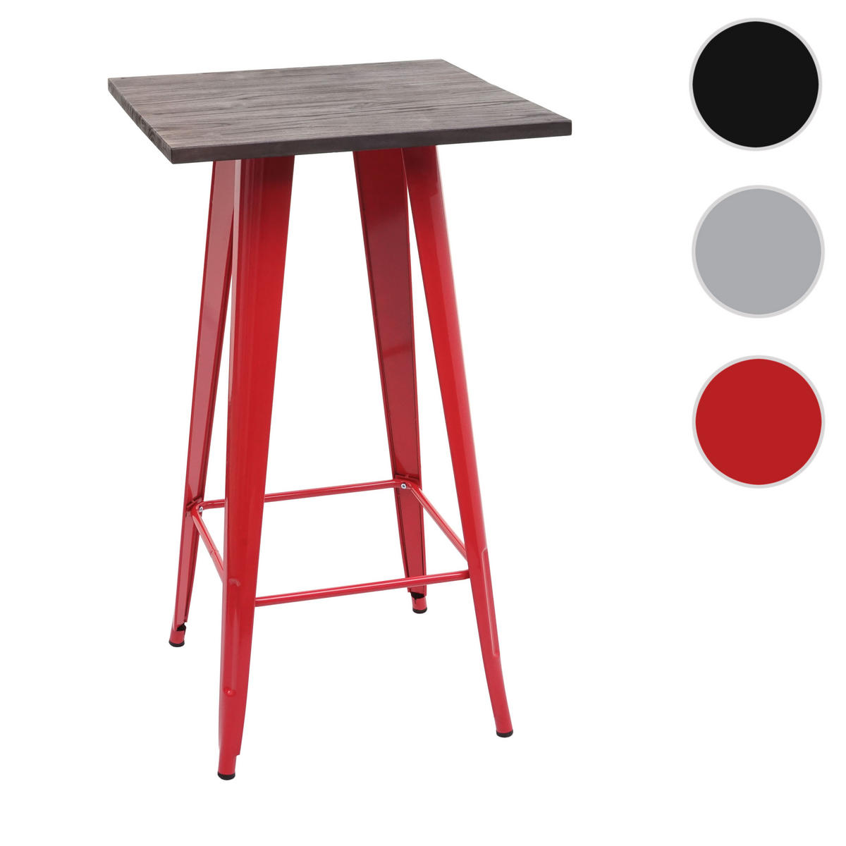 STEHTISCH INKL. HOLZ-TISCHPLATTE rechteck Rot - Rot, Holz (60/60/107cm) - MCW