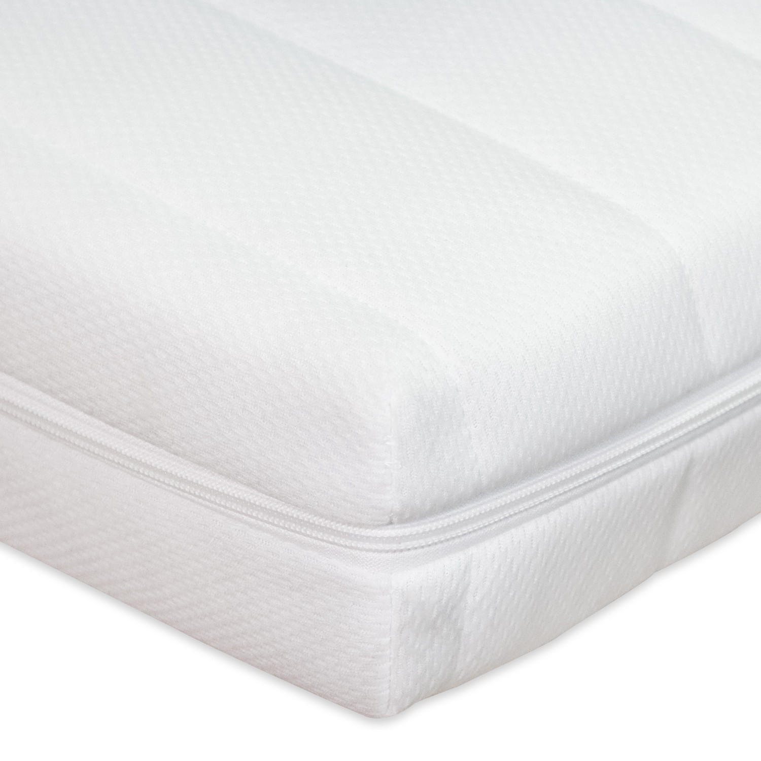KINDERMATRATZE 90x200 mit Trittkante, Höhe 11cm, Babymatratze 90x200 - Weiß, Textil (90/200cm) - Sleepneo
