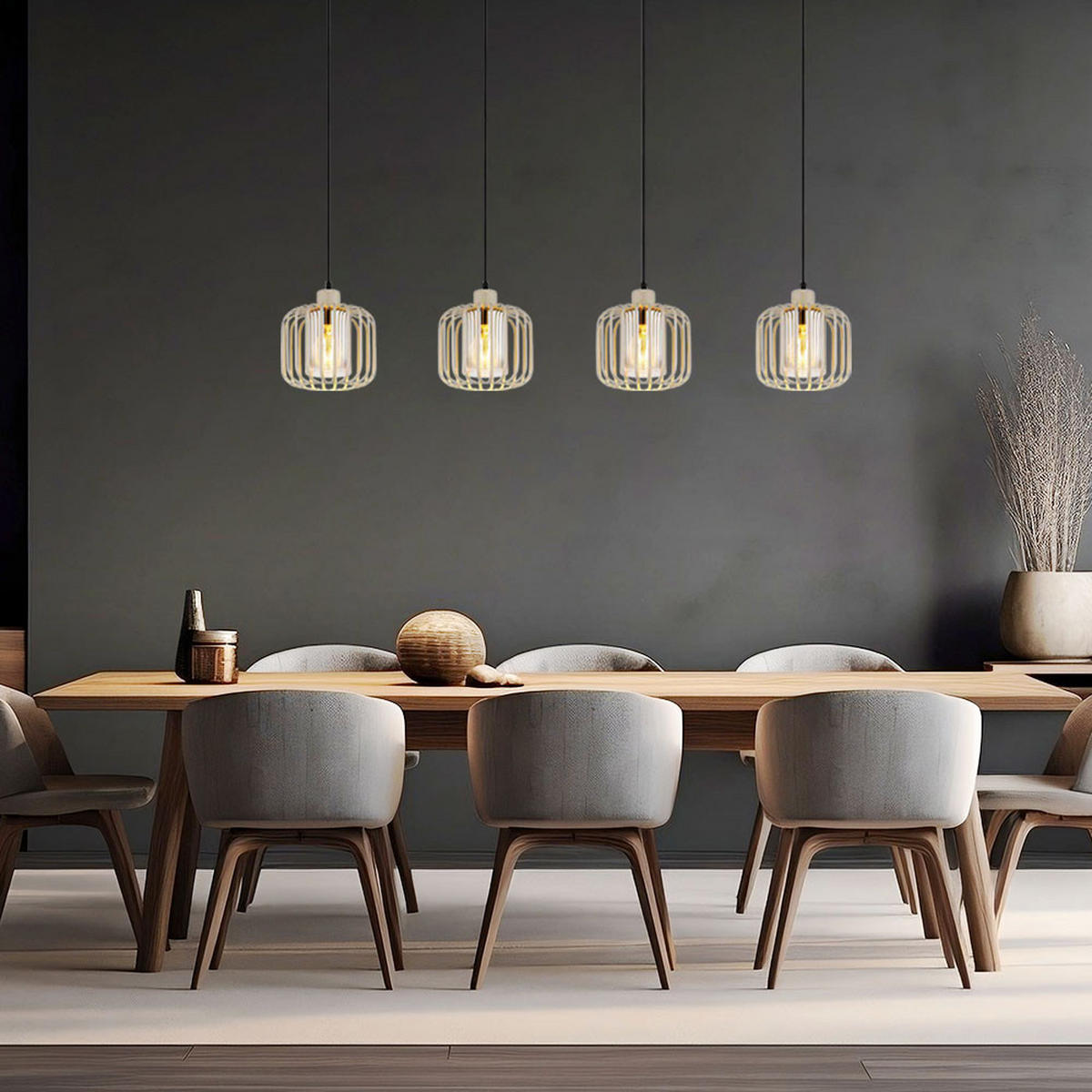 HÄNGELEUCHTE ALFRED Metall Sand - Bernsteinfarben, Glas (108/18/120cm) - Globo Lighting