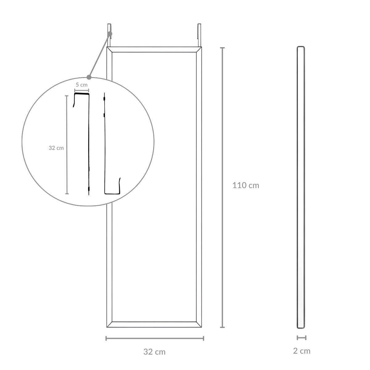TÜRSPIEGEL Aina 36/110 cm - Schwarz, Glas (32/110/2cm) - EDAXO