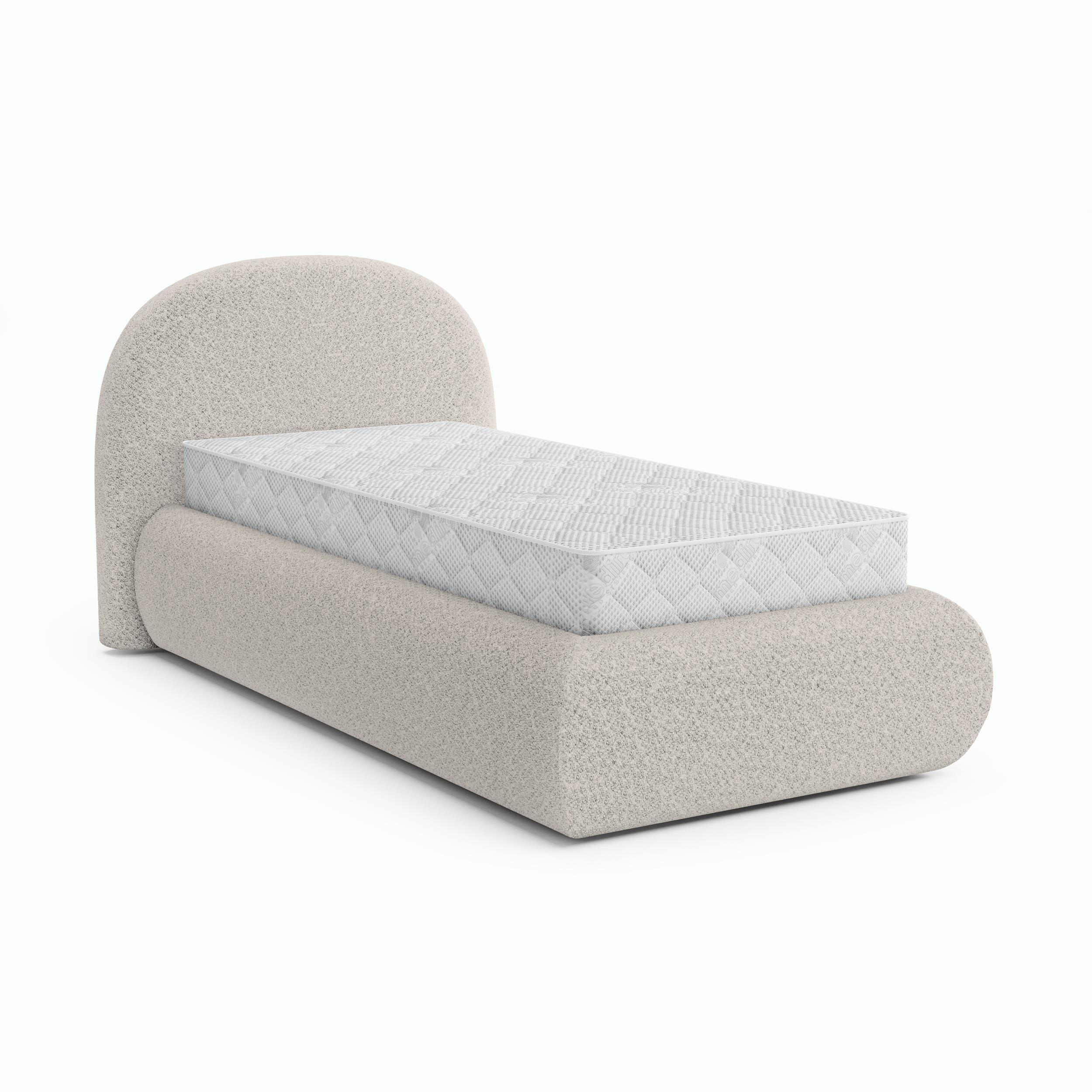 Beautysofa ČALOUNĚNÁ POSTEL Motti 90×200, jednolůžko s úložným prostorem a taštičkovou matrací 20 cm, béžová