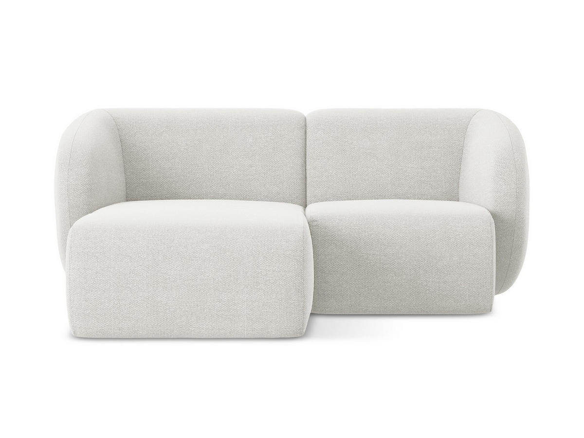 ECKSOFA Links Bouclé Stoff Weiß - Schwarz/Weiß, Holzwerkstoff/Kunststoff (178/166cm) - Makamii