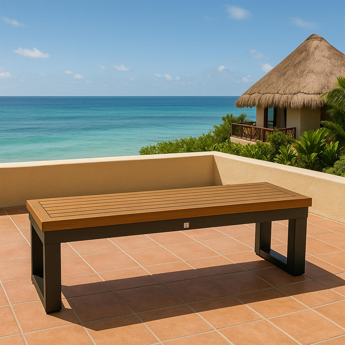 GARTENBANK Cheltenham 120x35x40cm, Gestell aus Aluminium + Sitzfläche Akazie BxTxH: 120x40x35 cm - Grau, Holz (120/35/40cm) - TPFGarden