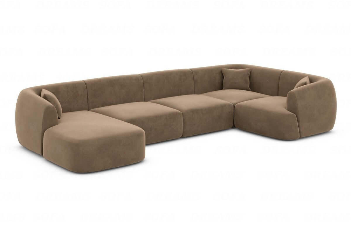 WOHNLANDSCHAFT Azura Braun Samtstoff - Braun, Kunststoff (325/78/177cm)