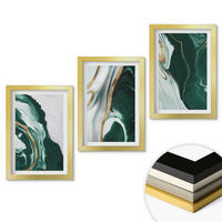 WANDBILDER 3er Set - 20x30 cm Goldrahmen - Abstrakte grüne Farbmuster - Goldfarben, Kunststoff (20/30cm) - ArtPrintCave