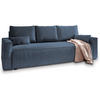 BETTSOFA MENI Blau Kordstoff mit Schlaffunktion - Blau, Textil (232/83/87cm) - MASSENO