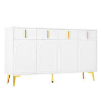 SIDEBOARD DE-38882 140/38/82 cm 4 Türen und 4 Schubladen Weiß - Weiß, Holzwerkstoff (140/82/38cm) - ComfortXL