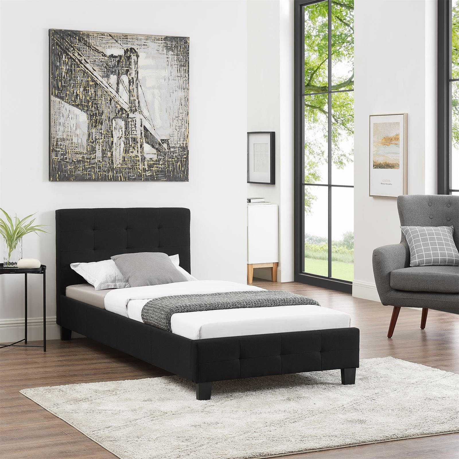POLSTERBETT OHIO 90X200 CM - Schwarz, Textil (90/200cm) - CARO-Möbel