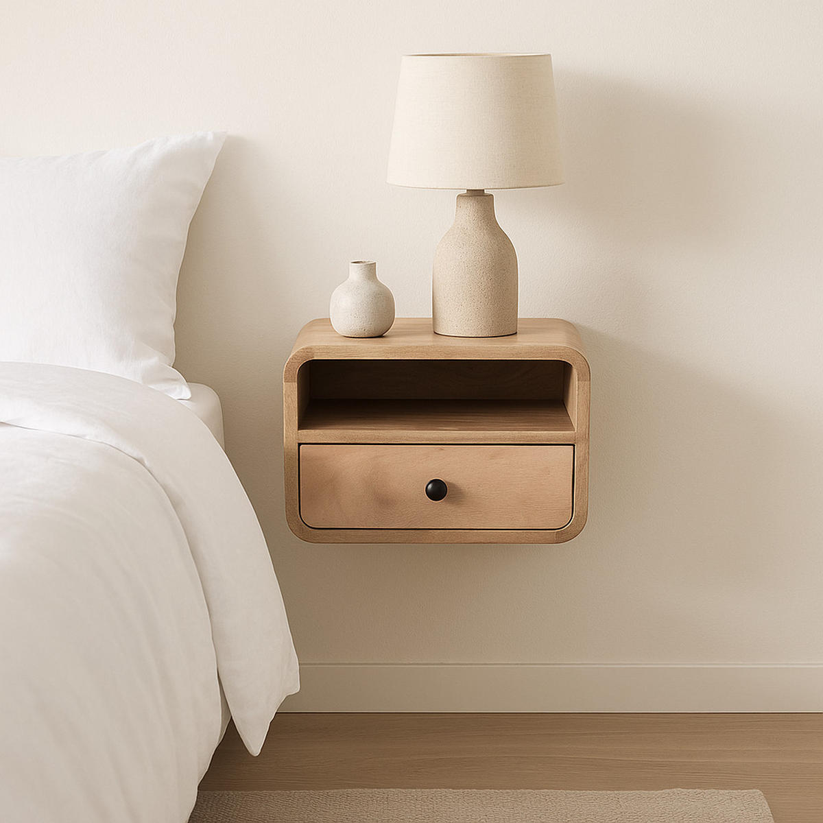 NACHTTISCH Levitate - Beige/Messingfarben, Holz/Metall (30/25/25cm) - Artisan Furniture