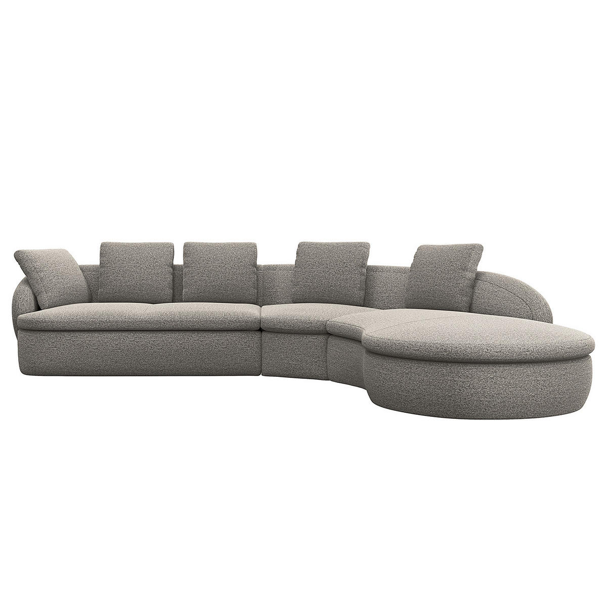 ECKSOFA mit Rundecke - Schwarz/Grau, Kunststoff/Textil (340/225cm) - home24
