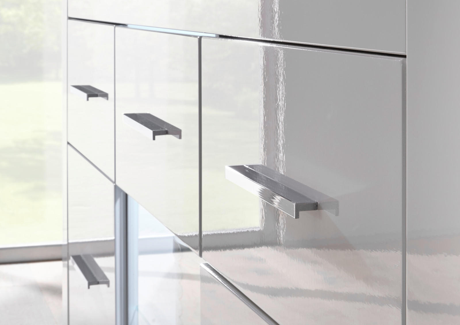 Thumbnail - Furn.Design Vitrine, Weiß Hochglanz, Holzwerkstoff, Nachbildung, Uni, 4 Fächer, 65x198x35 cm, Wohnzimmer, Wohnwände, Vit...