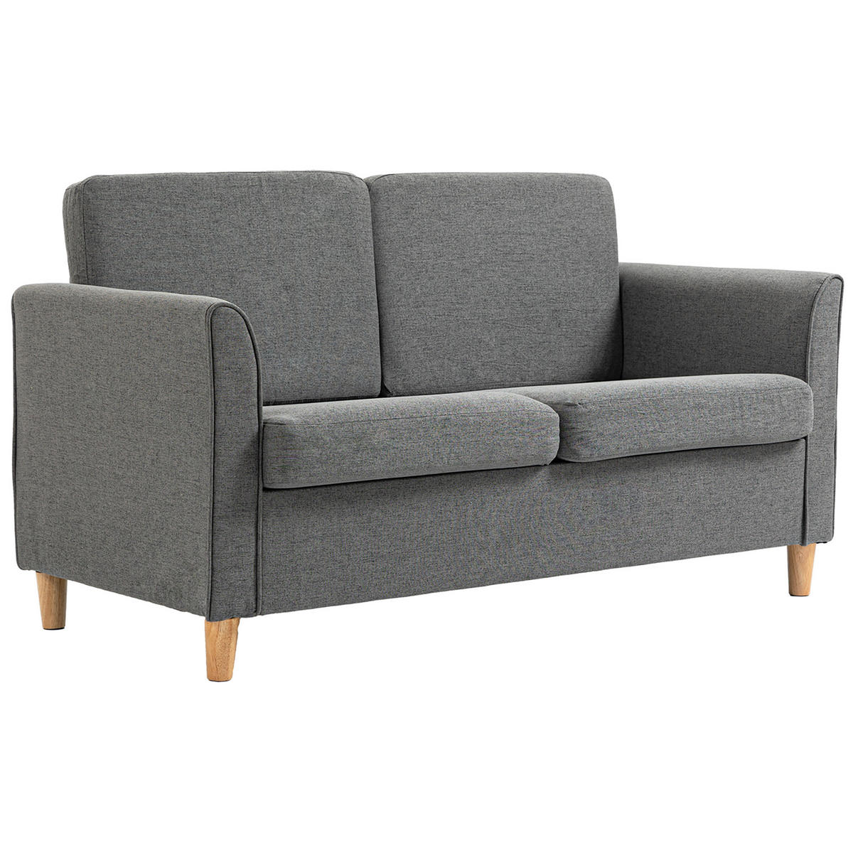 2-SITZER-SOFA DE-06513 Holzbeine, Leinenoptik, gepolstert Grau - Hellgrau, Holz/Textil (141/78/70cm) - ComfortXL