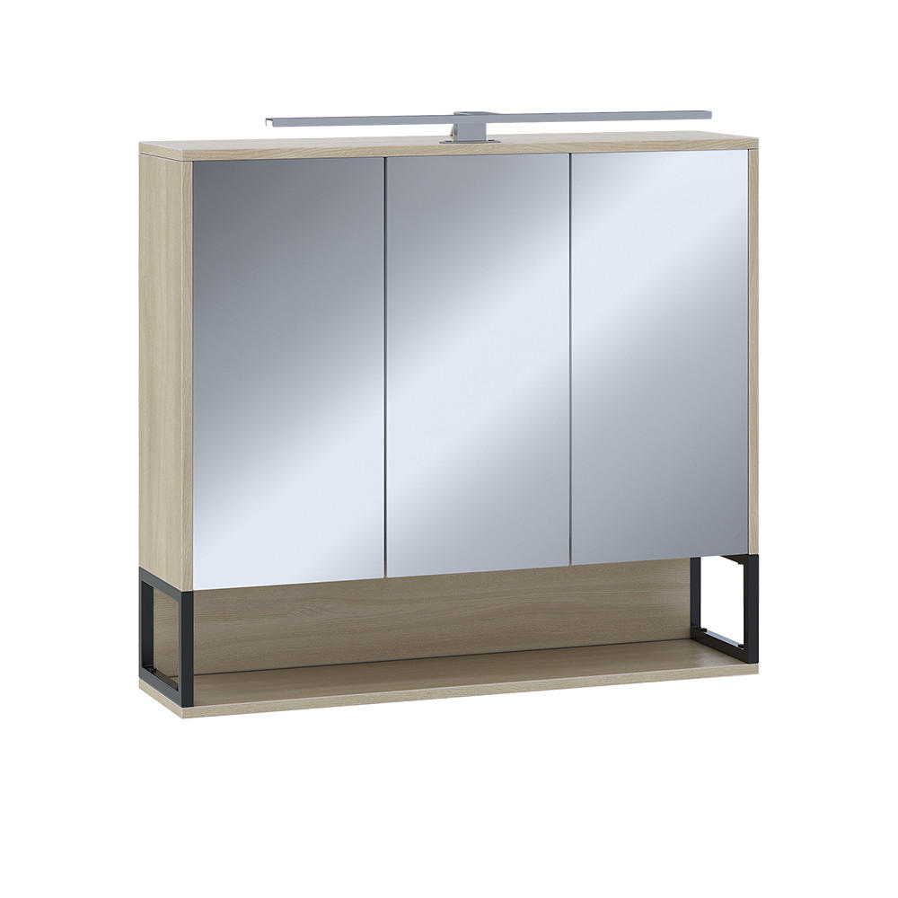 Vicco Badspiegelschrank Eiche, Schwarz 80x71.5x20 cm