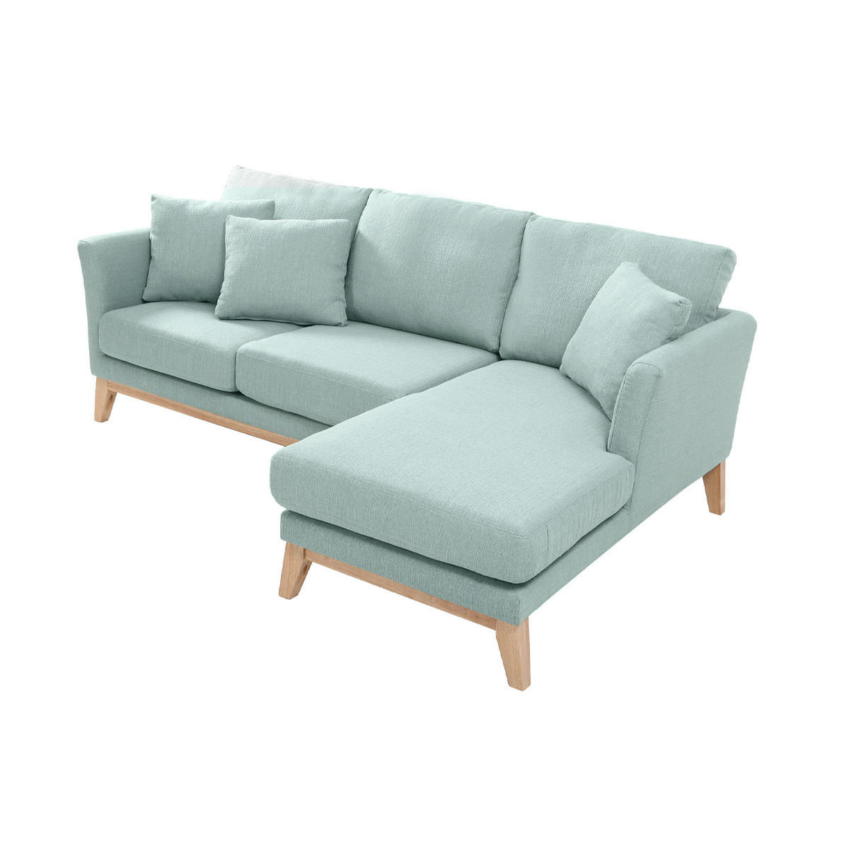 ECKSOFA Rechts Skandinavisch Lagunenblau OSLO - Salbeigrün, Textil (130/192cm) - Miliboo