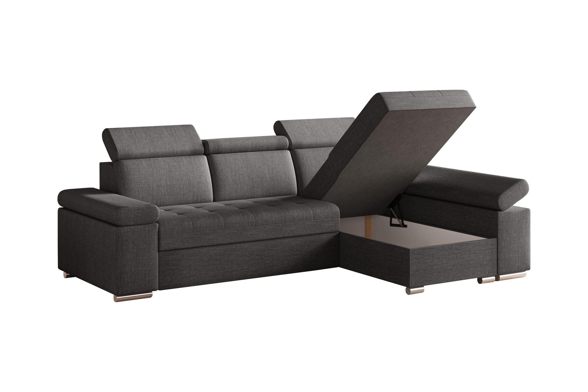 ECKSOFA mit Schlaffunktion Luka L Twist 20 - Grau - Rechts - Silberfarben/Grau, Holzwerkstoff (260/168cm) - Möblo