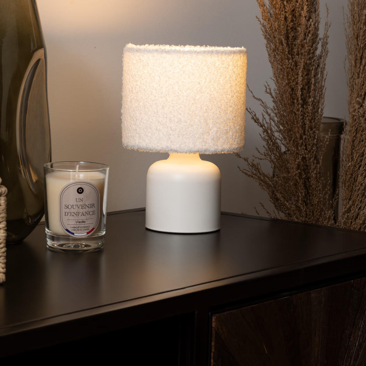 TISCHLAMPE Keramik Bona Ø 14 cm - Weiß, Kunststoff (14/14/22cm) - Atmosphera Createur d´interieur