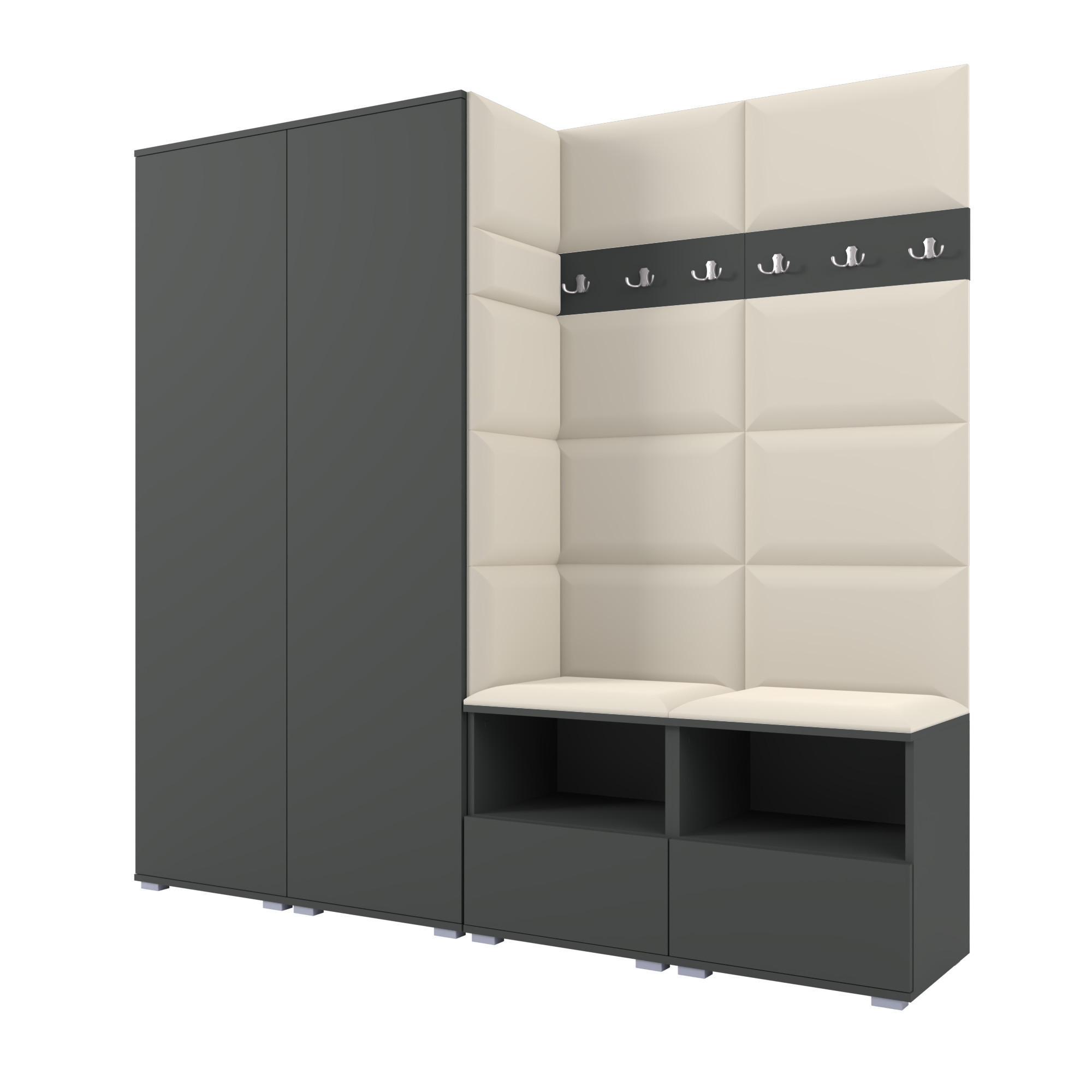 Ravio Garderobe Graphit, Creme 200x187x40 cm