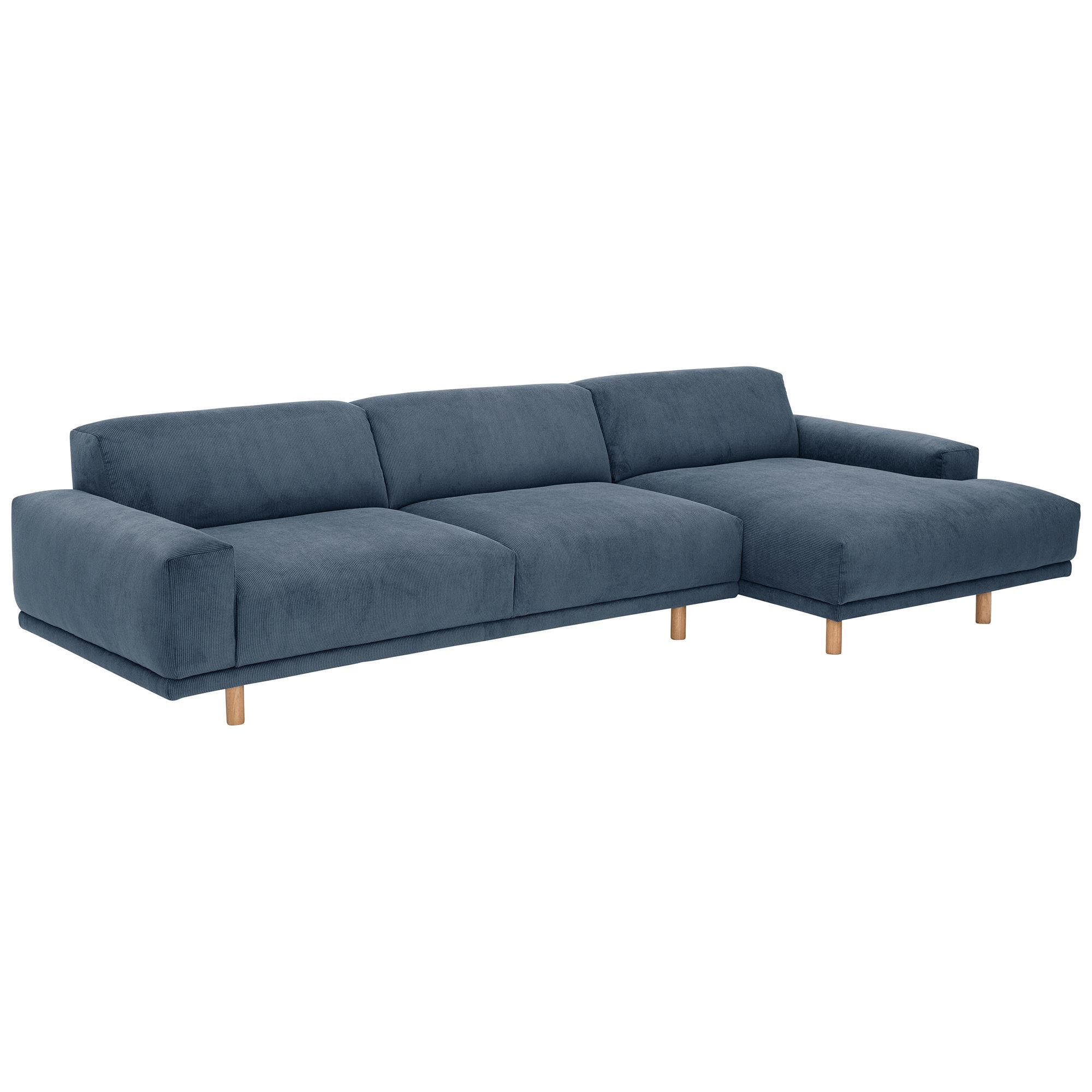ECKSOFA mit Longchair rechts Kattryna Cordstoff blau - Blau, Kunststoff (133/283cm) - 58aufmkessel