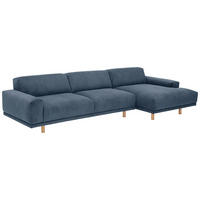 ECKSOFA mit Longchair rechts Kattryna Cordstoff blau - Blau, Kunststoff (133/283cm) - 58aufmkessel