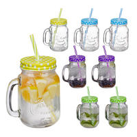 8XTRINKGLAS - Blau/Lila, Glas/Metall (0.4L) - Relaxdays