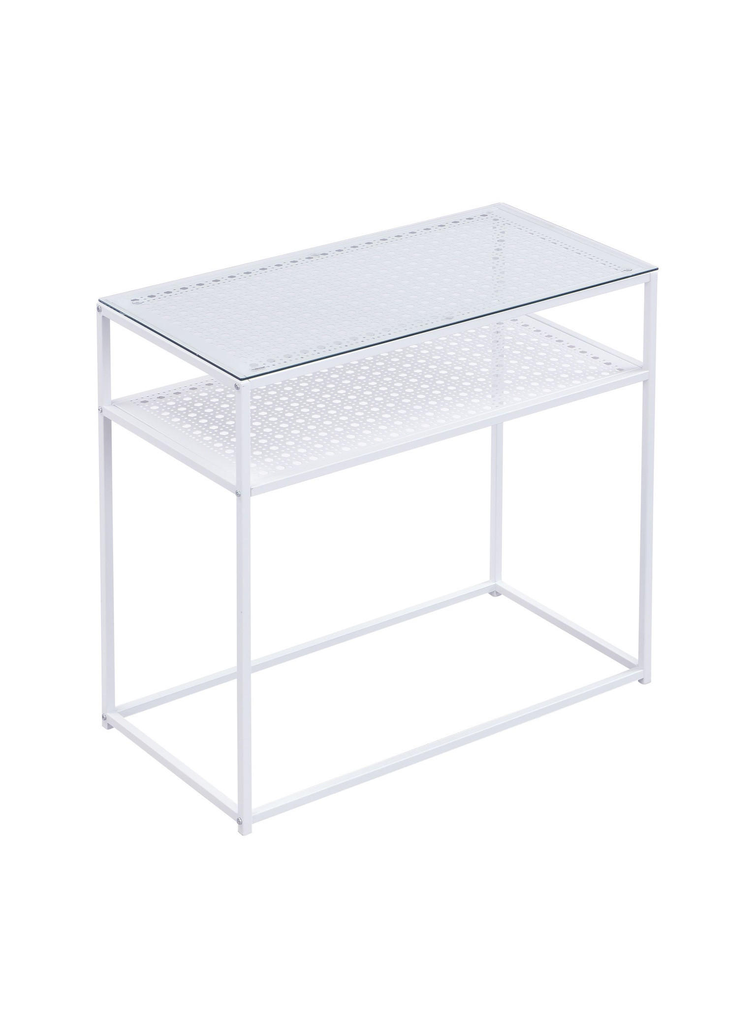 KONSOLENTISCH ALCUDIA, Einscheibensicherheitsglas, Weiß, 80 x 40 x 77 cm - Weiß, Glas/Metall (40/80/77cm) - KADIMA DESIGN