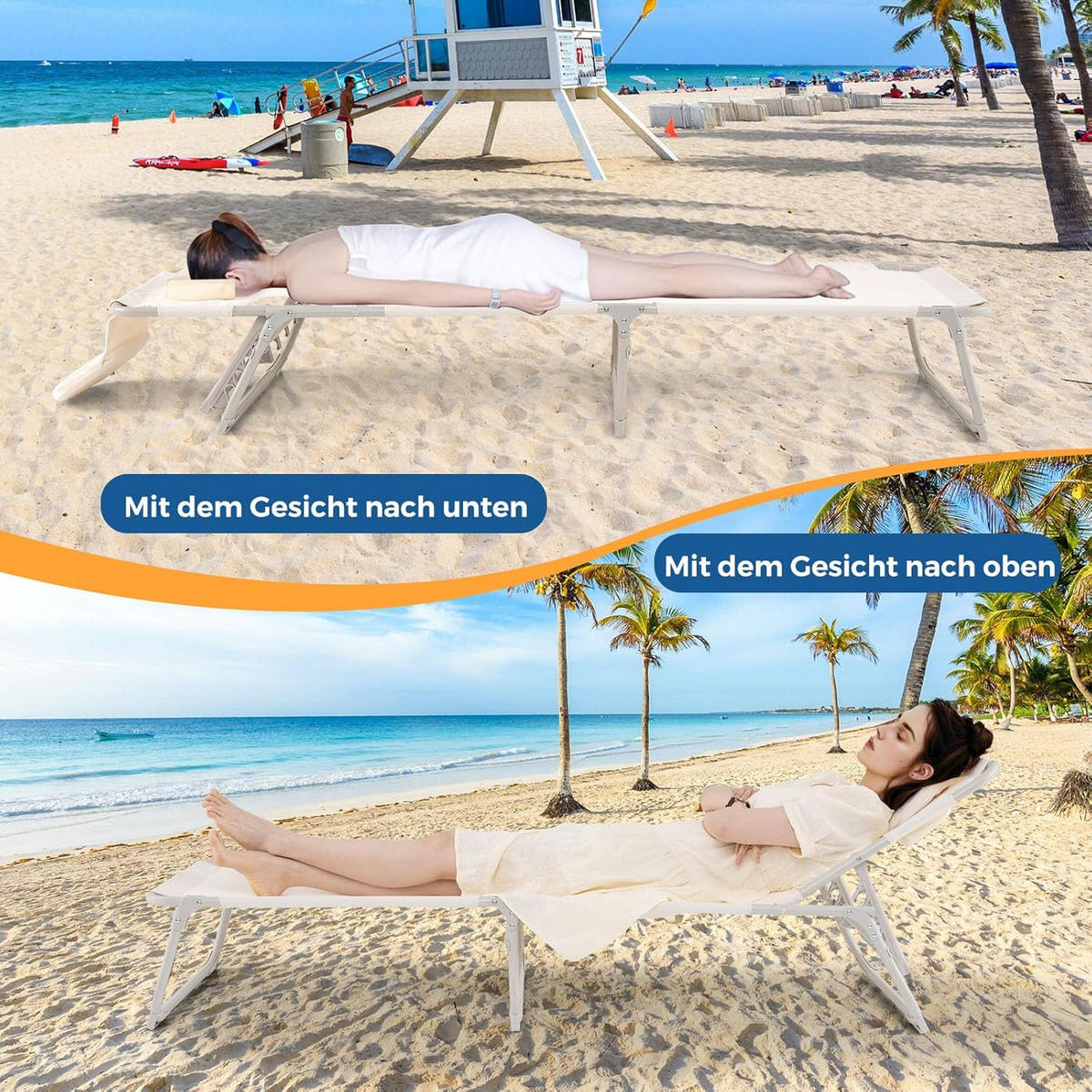 SOLSÄNG Beige - Beige, Metall (190/32/56cm) - COSTWAY