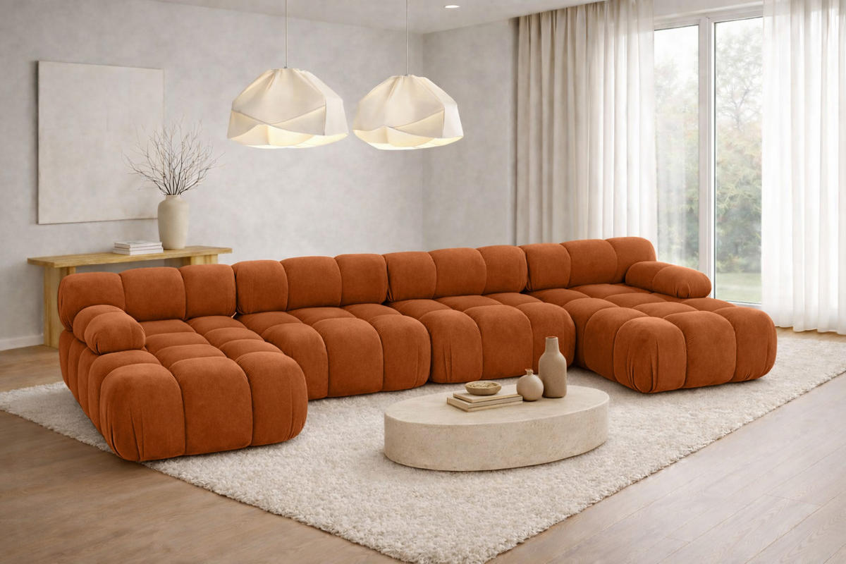 ECKSOFA U-Form XL, Stoff Velours Salvador, Braun, Selia U XL - Braun, Holz (380/70/160cm) - Kaiser Möbel