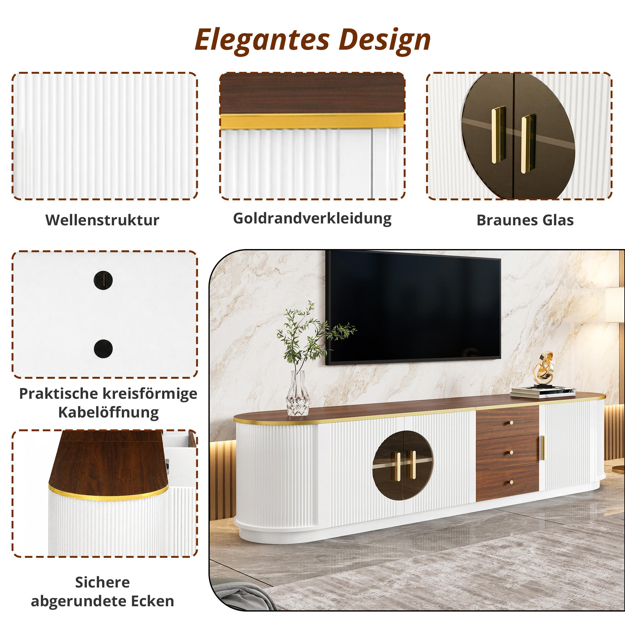 Flieks Tv-Schrank Weiß 180x46x40 cm