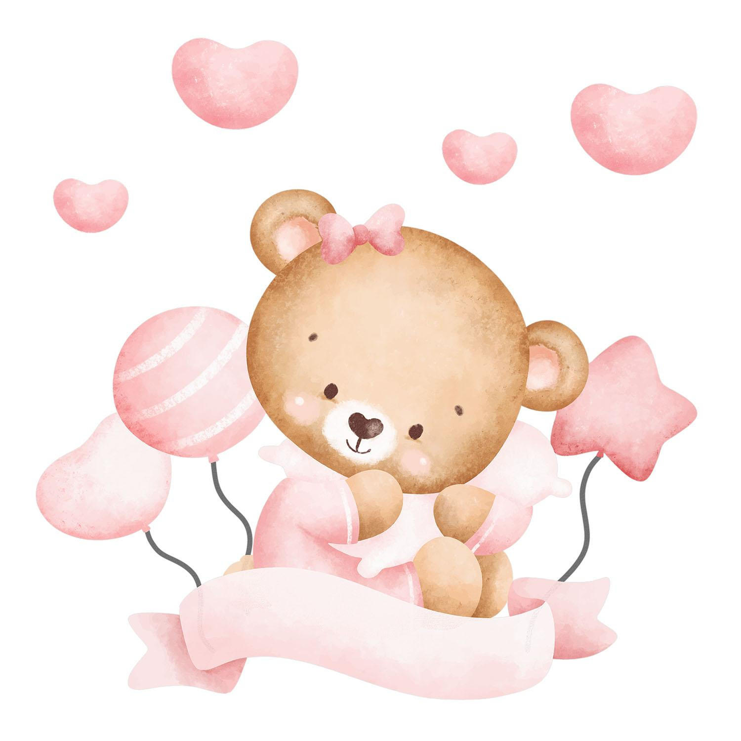 WANDAUFKLEBER 130x194cm - Süßer Bär - Multicolor, Kunststoff (130/194/0.1cm) - Wallfluent