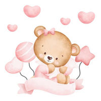 WANDAUFKLEBER 130x194cm - Süßer Bär - Multicolor, Kunststoff (130/194/0.1cm) - Wallfluent